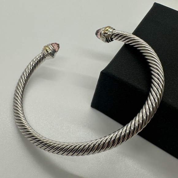 DAVID YURMAN 925 Silver Morganite
5 mm Cable Classic Cuff Bracel - Picture 2 of 11